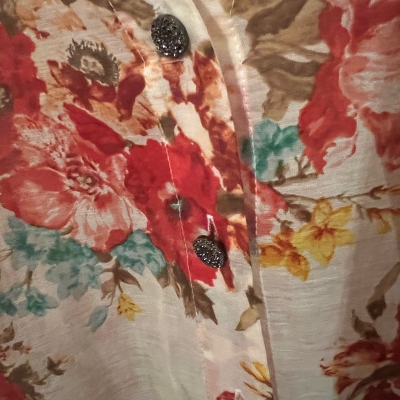 Alice + Olivia Silk Floral Flowing Peplum Blouse Sz S - Picture 7 of 8